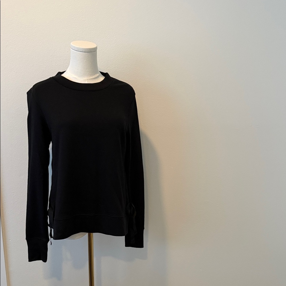 Banana Republic Black Crew Neck Sweatshirt w/Split Hem and Ties